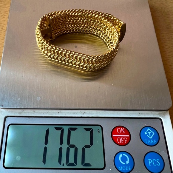 18K YELLOW GOLD WIDE FLEXIBLE CHAINS BRACELET MADE IN ITALY STATEMENT GORGEOUS - Picture 10 of 16